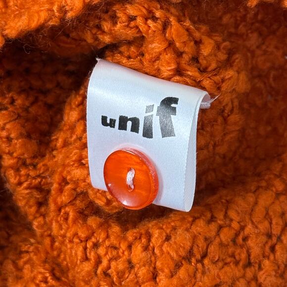 Unif Fuku Orange Hooded Fuzzy Cropp Cardigan Sweater Whimsy Twee Fairy Grunge M - Picture 5 of 6